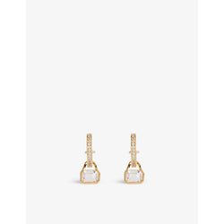  V By Laura Vann April 18ct yellow gold-plated recycled sterling-silver and white topaz earrings