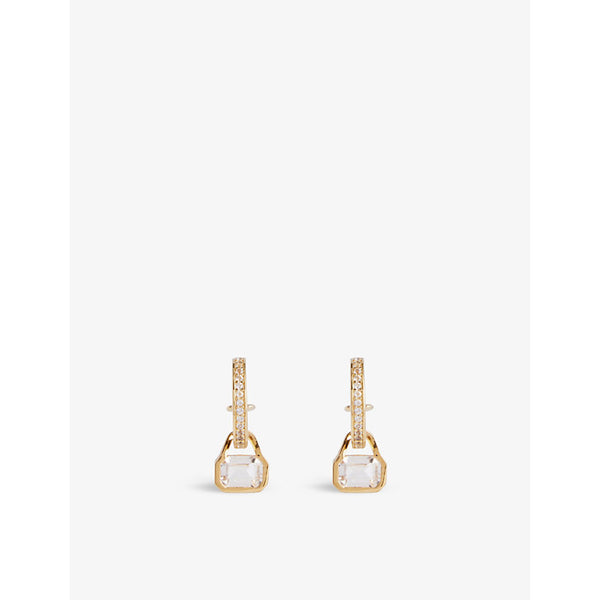 Womens V By Laura Vann April 18ct yellow gold-plated recycled sterling-silver and white topaz earrings