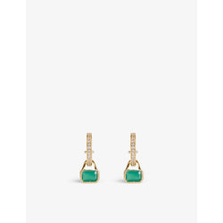  V By Laura Vann May 18ct yellow gold-plated recycled sterling-silver green agate and white topaz earrings