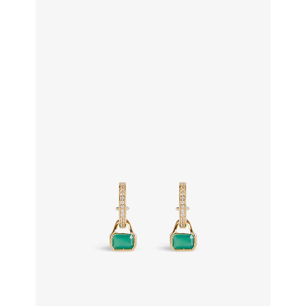  V By Laura Vann May 18ct yellow gold-plated recycled sterling-silver green agate and white topaz earrings