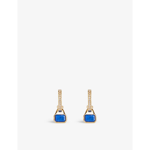  V By Laura Vann September 18ct yellow gold-plated recycled sterling-silver lapis and white topaz earrings