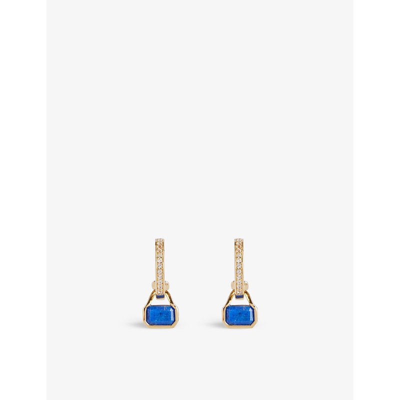  V By Laura Vann September 18ct yellow gold-plated recycled sterling-silver lapis and white topaz earrings