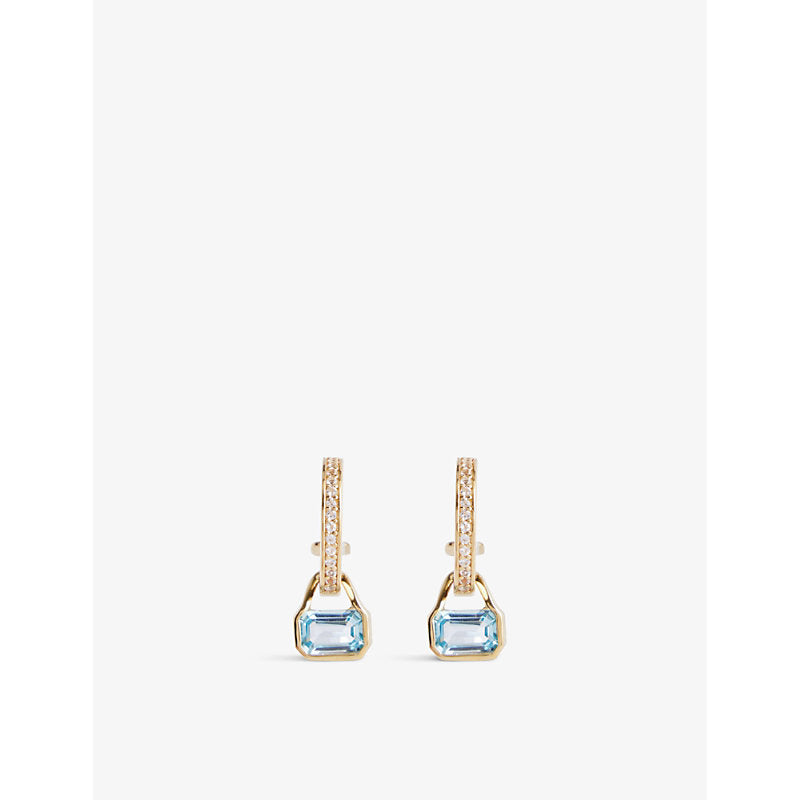  V By Laura Vann December 18ct yellow gold-plated recycled sterling-silver blue topaz and white topaz earrings