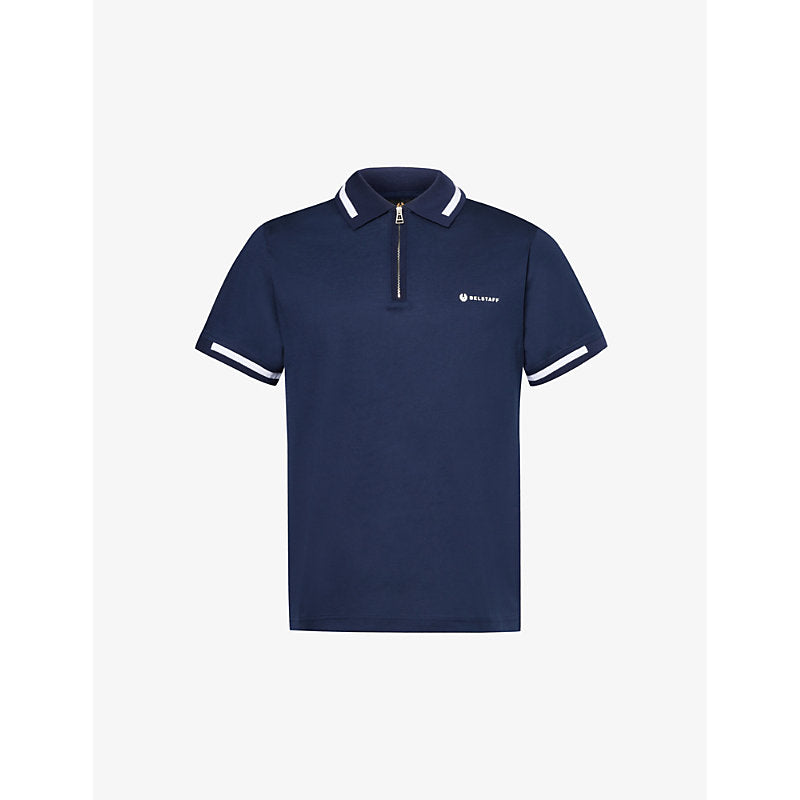  Belstaff Branded-print short-sleeved cotton-jersey polo shirt