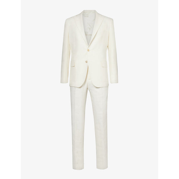  Eleventy Notch-lapel single-breasted regular-fit linen-blend suit