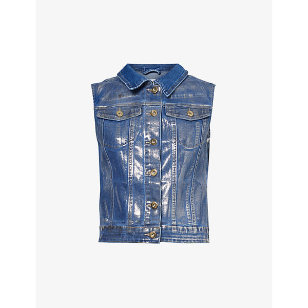  Amy Lynn Soho metallic-finish regular-fit stretch-denim gilet