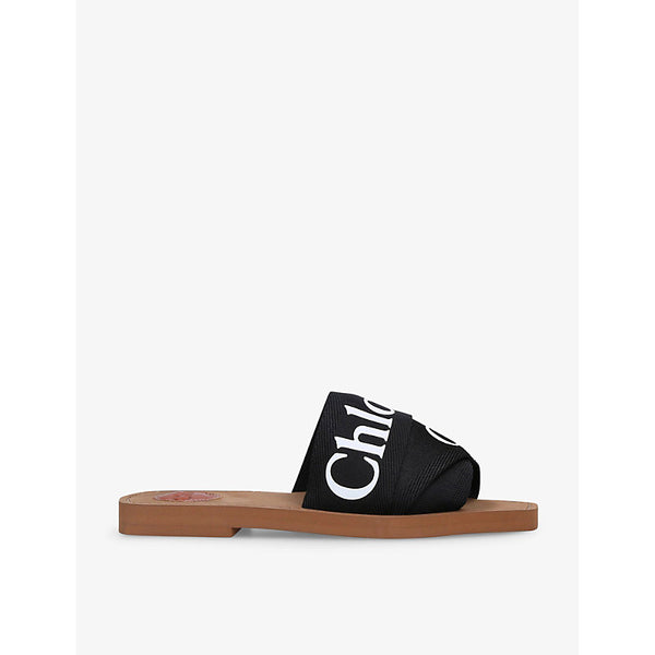 Chloe Woody logo-print canvas sandals