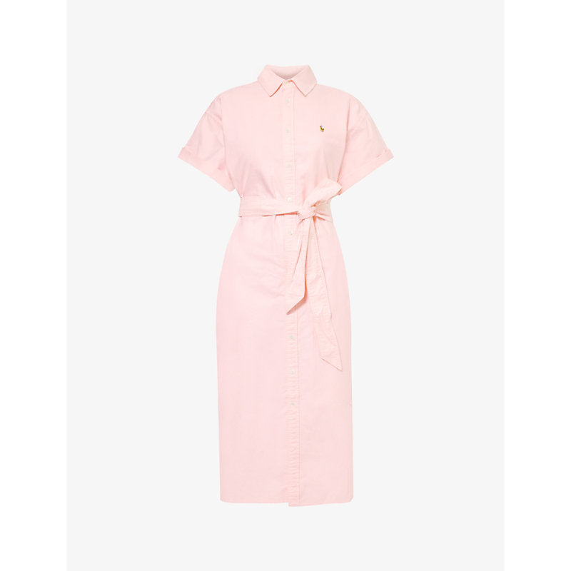 Polo Ralph Lauren Logo-embroidered belted cotton-piqué midi dress | POLO RALPH LAUREN