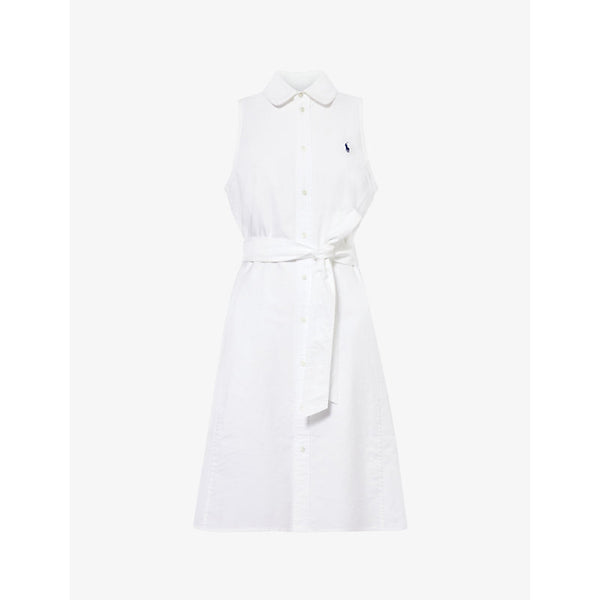 Polo Ralph Lauren Logo-embroidered belted cotton-poplin midi dress