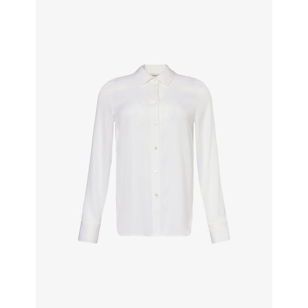 Vince Curved-hem slim-fit silk-blend shirt