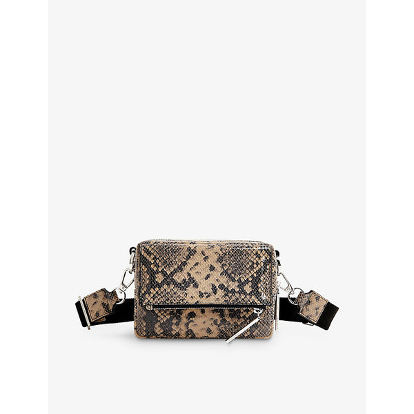 Whistles Bibi snake-print leather cross-body bag