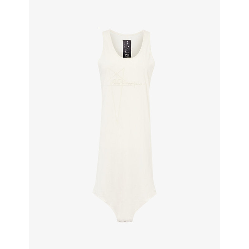 Rick Owens x Champion brand-embroidered cotton-jersey midi dress | RICK OWENS