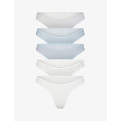  Skims Low-rise pack of five stretch-woven thongs