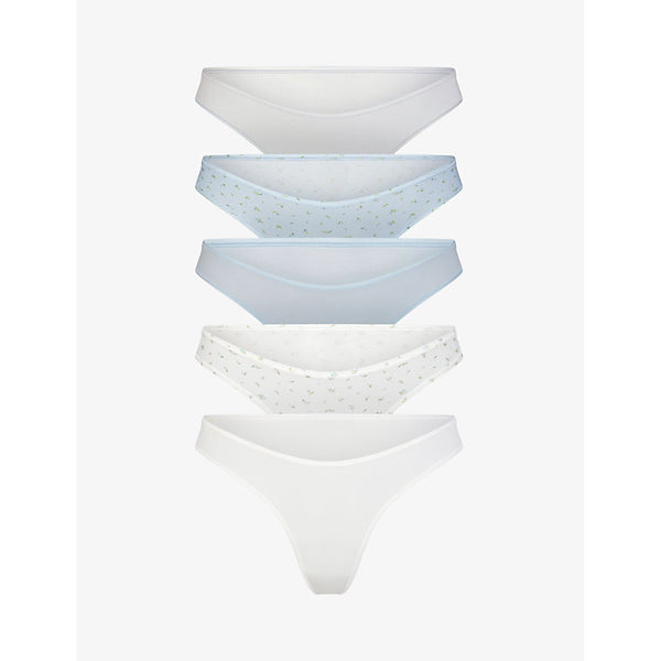  Skims Low-rise pack of five stretch-woven thongs