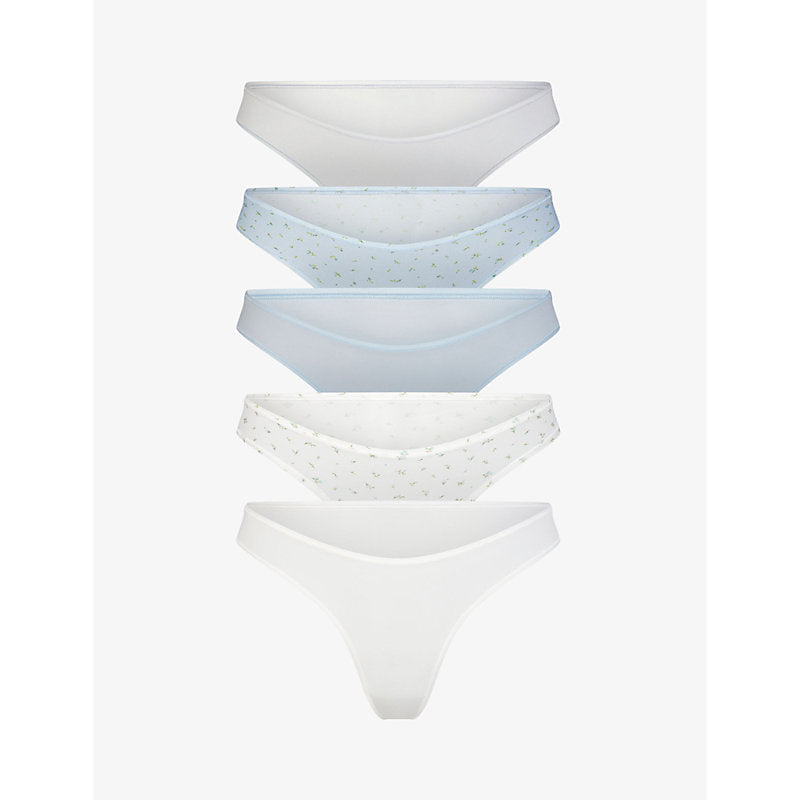  Skims Low-rise pack of five stretch-woven thongs