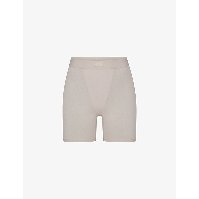  Skims Boyfriend logo-waistband stretch cotton and modal boxer shorts