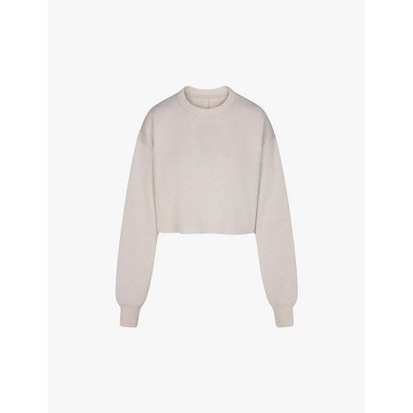  Skims Loose-fit cropped cotton-blend sweatshirt