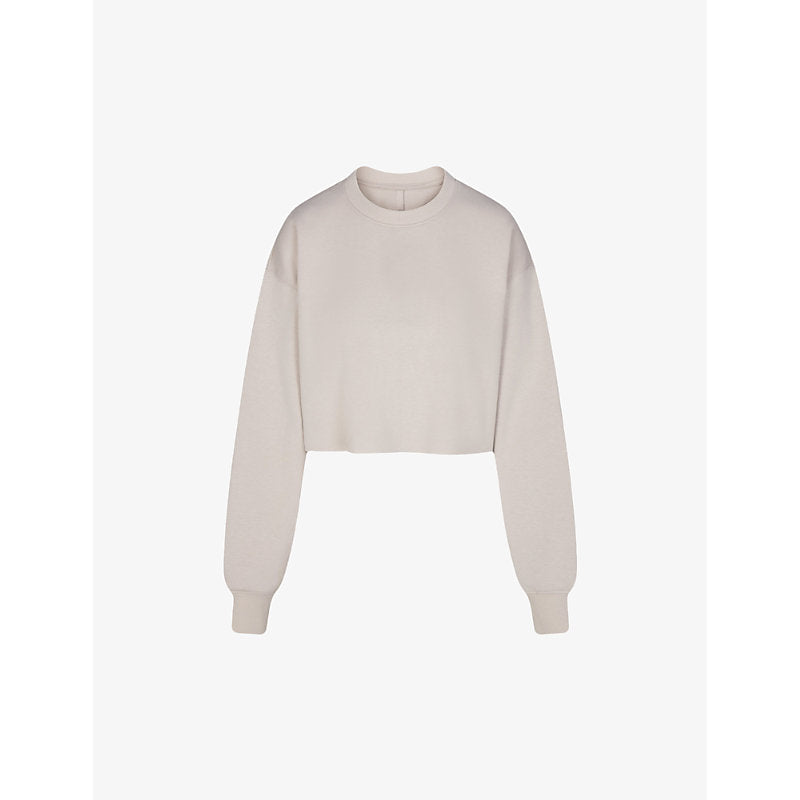  Skims Loose-fit cropped cotton-blend sweatshirt