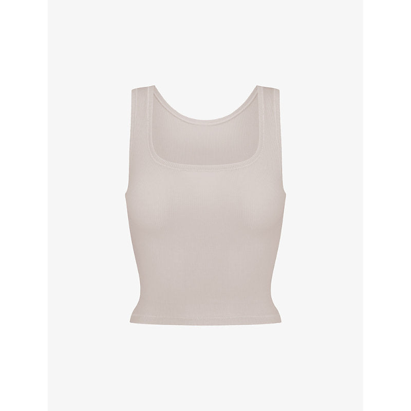  Skims Cotton Rib scoop-neck stretch-cotton tank top