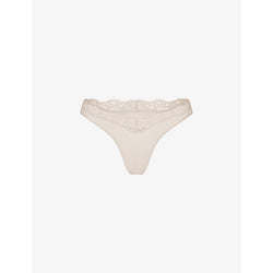  Skims Lace-trim low-rise stretch-woven thong