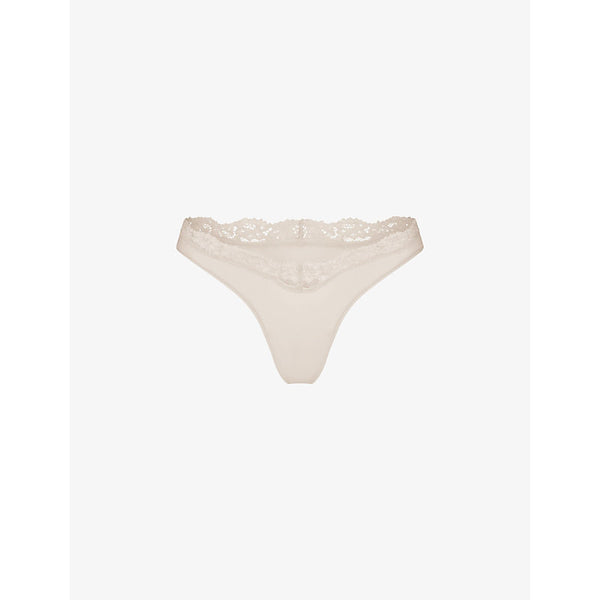  Skims Lace-trim low-rise stretch-woven thong