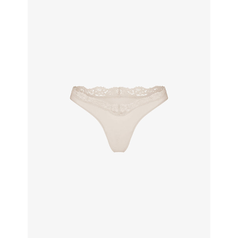  Skims Lace-trim low-rise stretch-woven thong