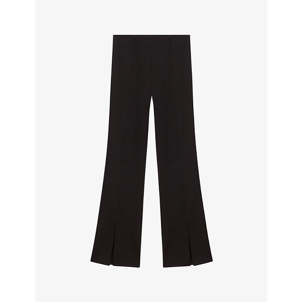  Maje Split-cuff flare-leg high-rise stretch-woven trousers