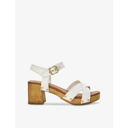 Dune Judies cross-strap leather heeled sandals