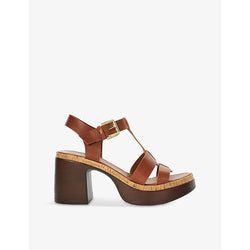 Dune Jungle T-bar leather heeled sandals