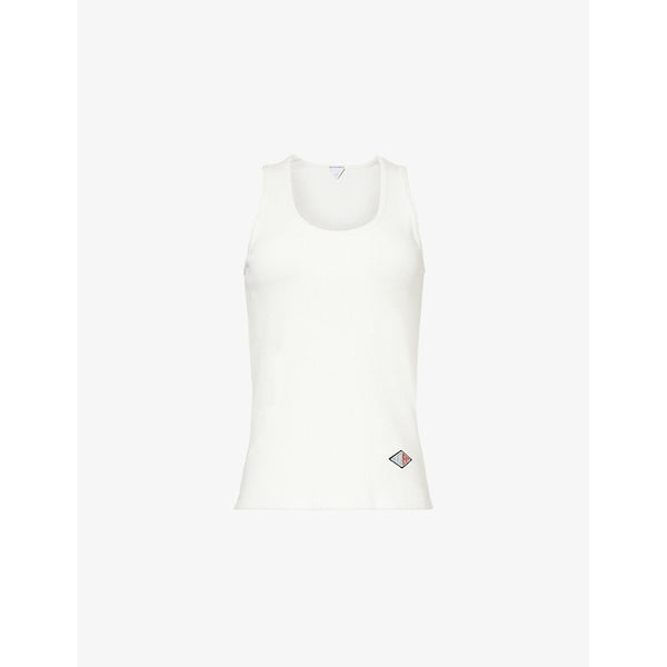 Bottega Veneta Brand-appliqué scoop-neck stretch-cotton top