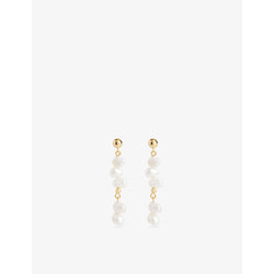  Anni Lu Pearly Drop 18ct yellow gold-plated brass and freshwater cultured pearls earrings