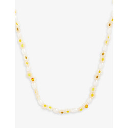  Anni Lu Daisy Flower 18ct yellow gold-plated brass and freshwater pearl necklace