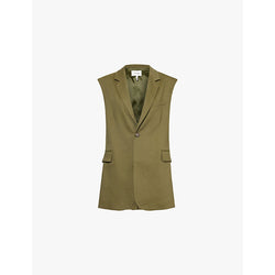  Frame Notch-lapel sleeveless organic linen-blend blazer