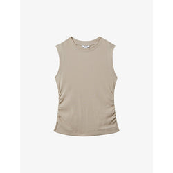  Reiss Trudy round-neck ruched-side ribbed stretch-cotton vest