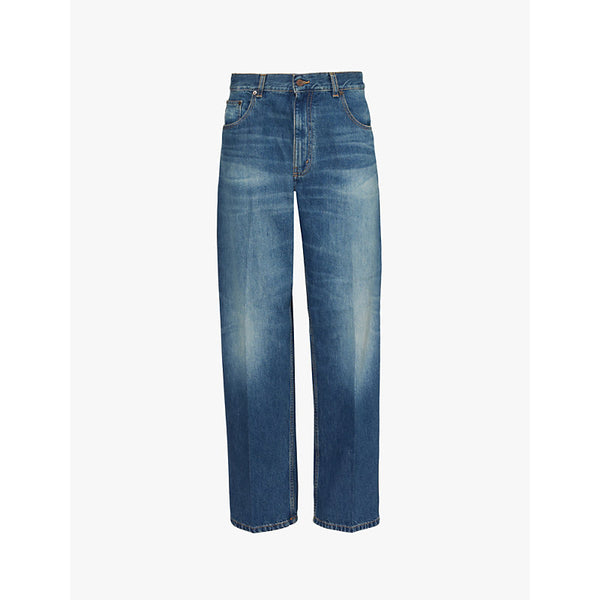  Victoria Beckham Faded-wash wide-leg high-rise jeans