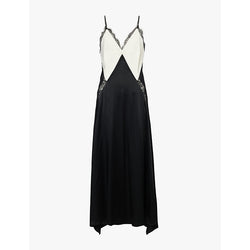 Victoria Beckham Contrast-panel lace-trim woven maxi dress | VICTORIA BECKHAM