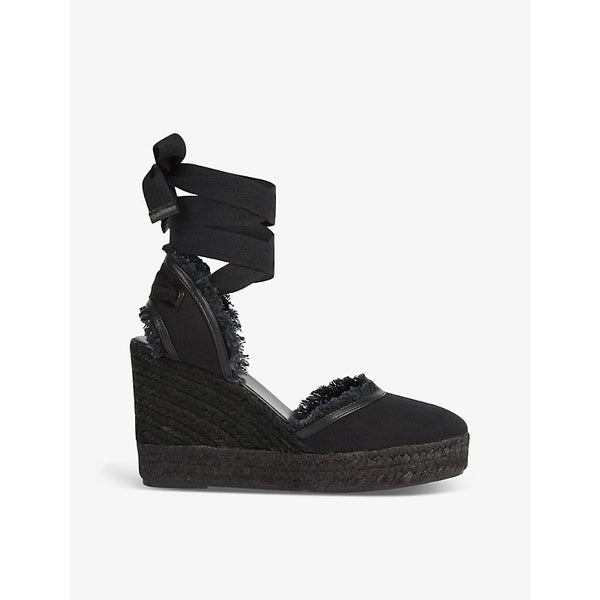 Lk Bennett Sofia frayed-edge canvas espadrille wedges