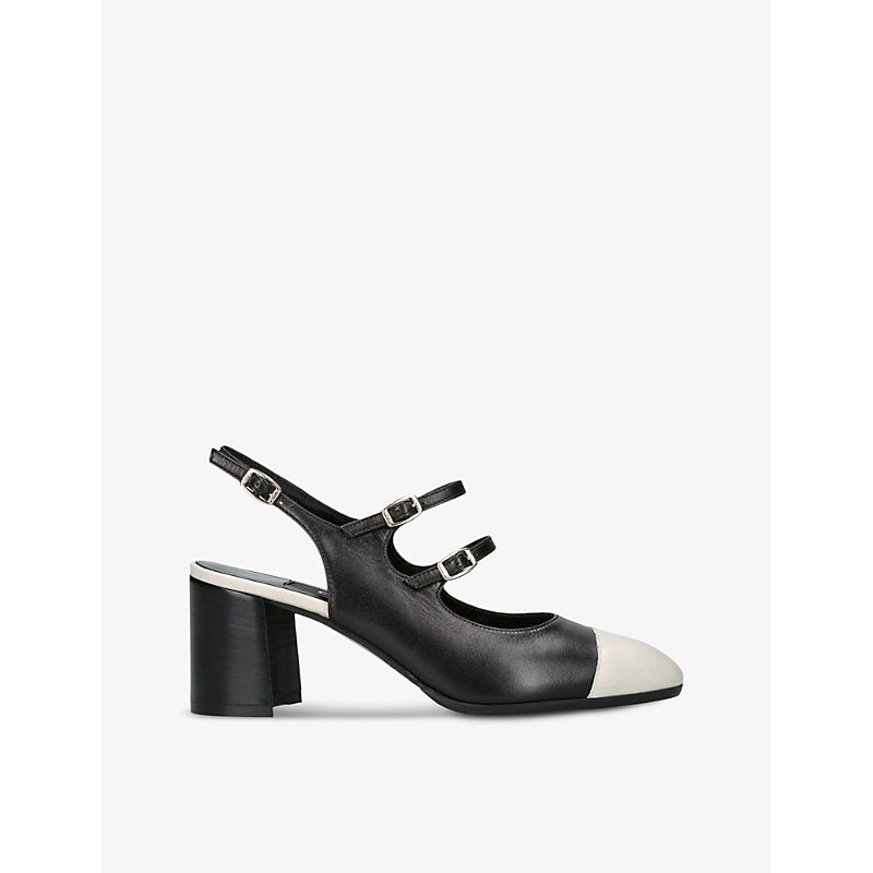 Carel Papaya two-strap leather heeled Mary Jane courts