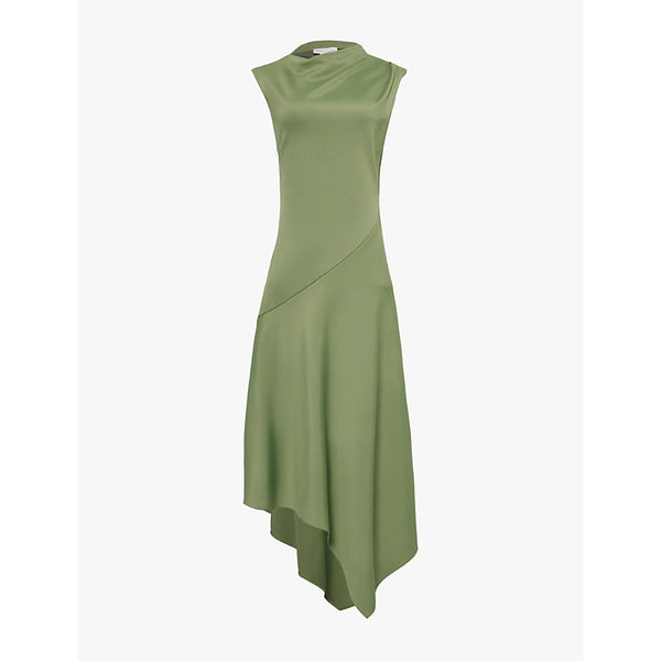 Alexander Mcqueen Asymmetric pleated stretch-jersey midi dress | ALEXANDER MCQUEEN