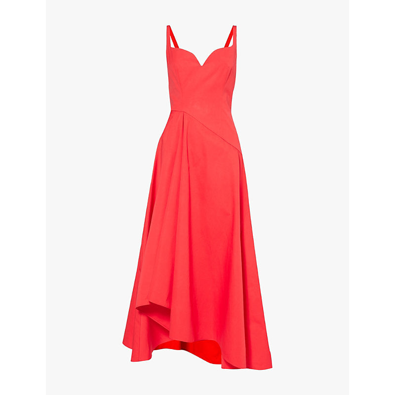 Alexander Mcqueen Sweetheart-neck asymmetric-hem cotton midi dress | ALEXANDER MCQUEEN