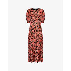 Ro&Zo Rose-print ruched crepe midi dress | RO&ZO