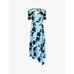 Ro&Zo Luna Shadow floral-print crepe midi dress | RO&ZO