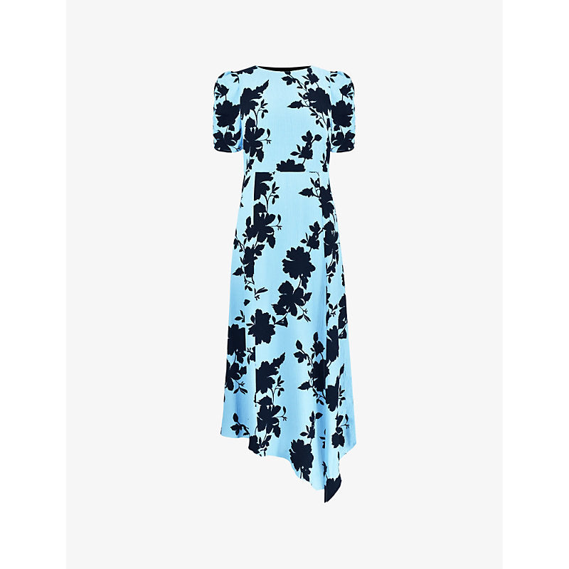 Ro&Zo Luna Shadow floral-print crepe midi dress | RO&ZO