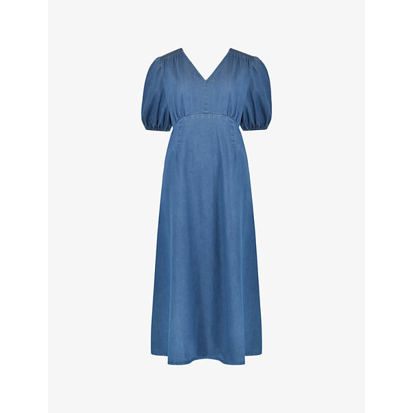 Ro&Zo Shirred-shoulder relaxed-fit cotton midi dress