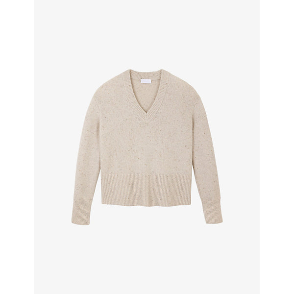 The White Company Donegal V-Neck Long-Sleeve Wool Jumper