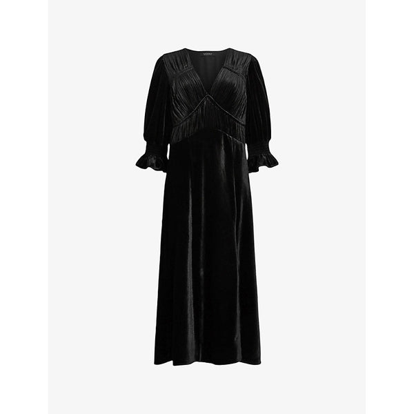 Allsaints Ani V-neck stretch-velvet midi dress