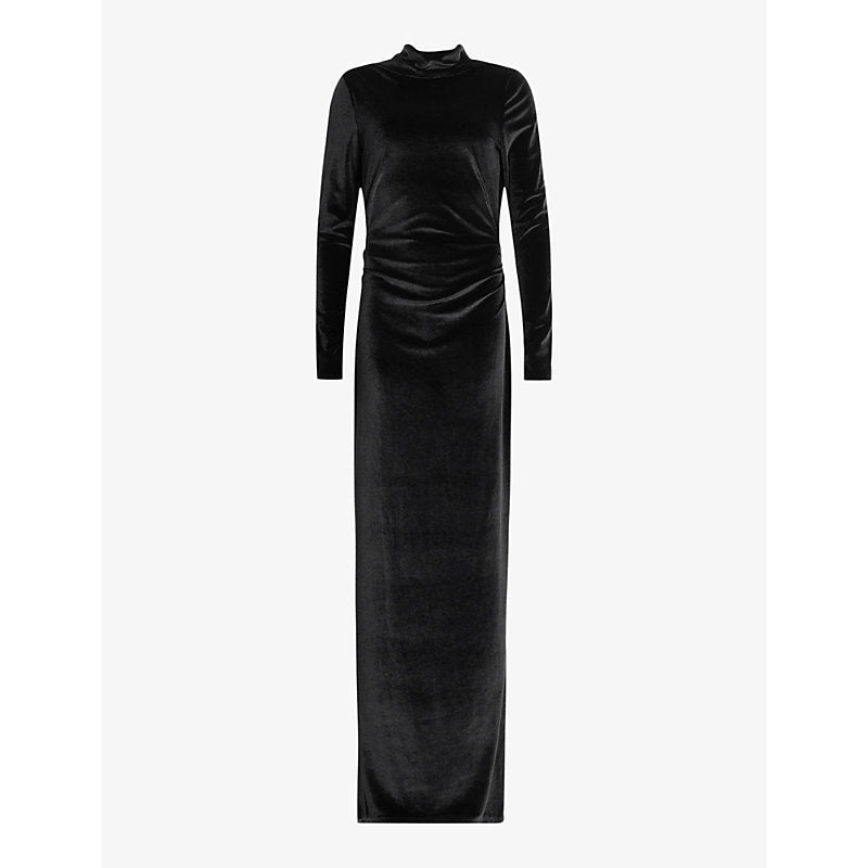 Allsaints Amoret cowl-back stretch-velvet maxi dress