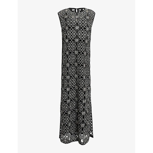 Allsaints Iliana crystal-embellished stretch-cotton maxi dress | ALLSAINTS