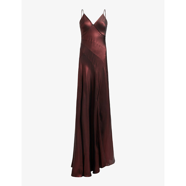 Allsaints Lili metallic panelled woven maxi dress