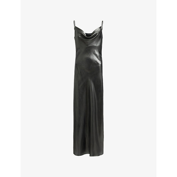 Allsaints Hadley metallic woven midi slip dress